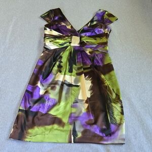 Maggy London Vibrant Purple and Green Mini Dress